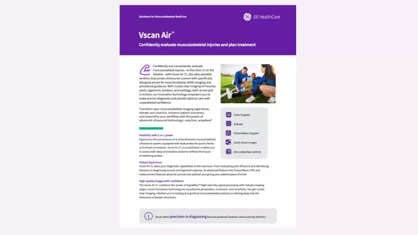Learn how Vscan Air can help support a clinical diagnosis faster in sports medicine.