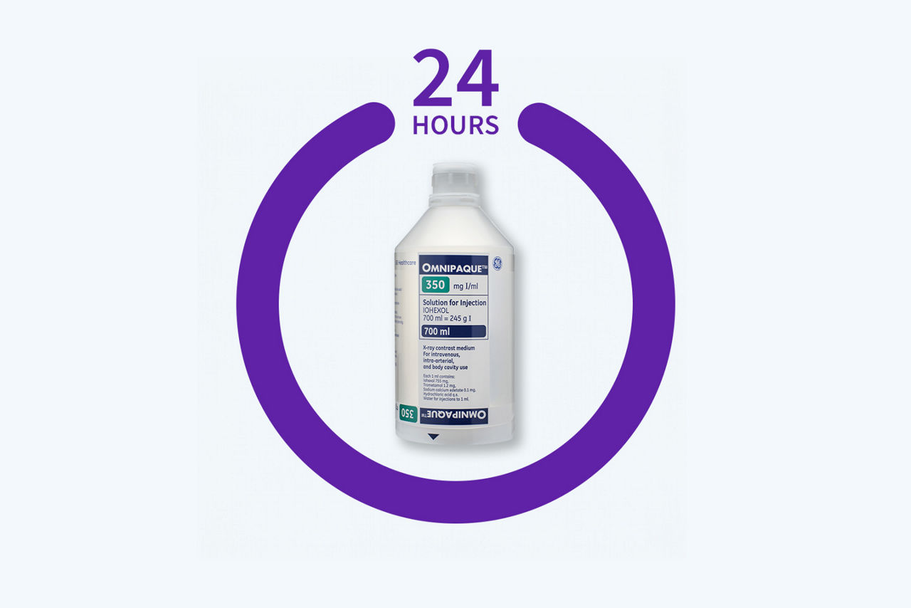 Omnipaque? 350mg supports patients upto 24 hrs