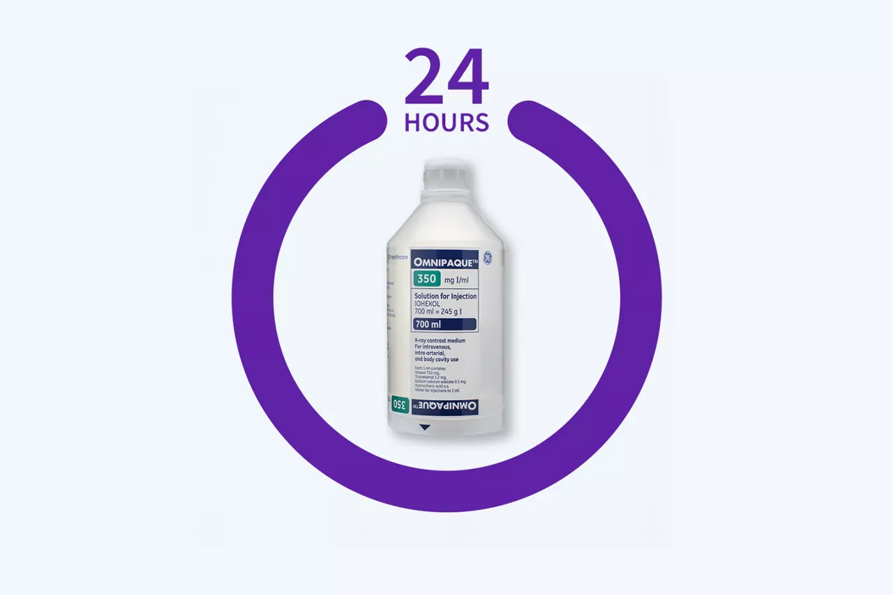 Omnipaque? 350mg supports patients upto 24 hrs