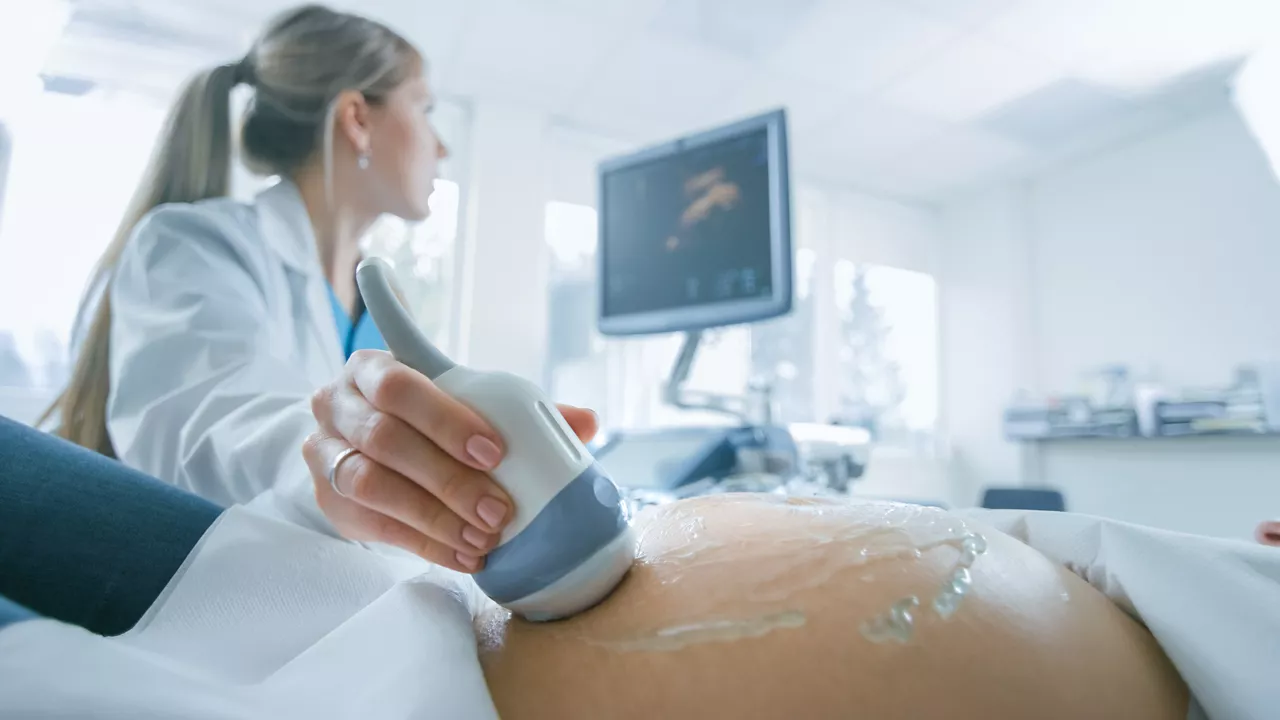 Sonogram_Procedure_to_a_Pregnant_Woman_Obstetrician_Moving_Trans