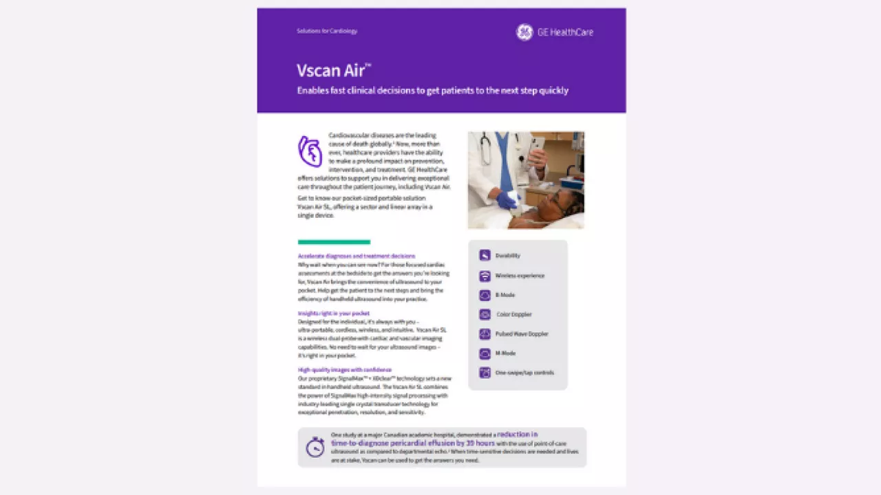 Read how Vscan Air can help support a clinical diagnosis faster in cardiology