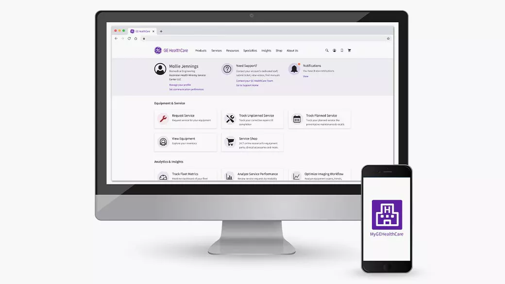 Computer and Smartphone with MyGEHealthcare
