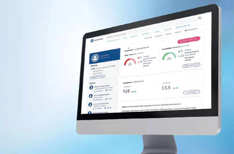Computer screen with the MyGEHealthcare Equipment home screen