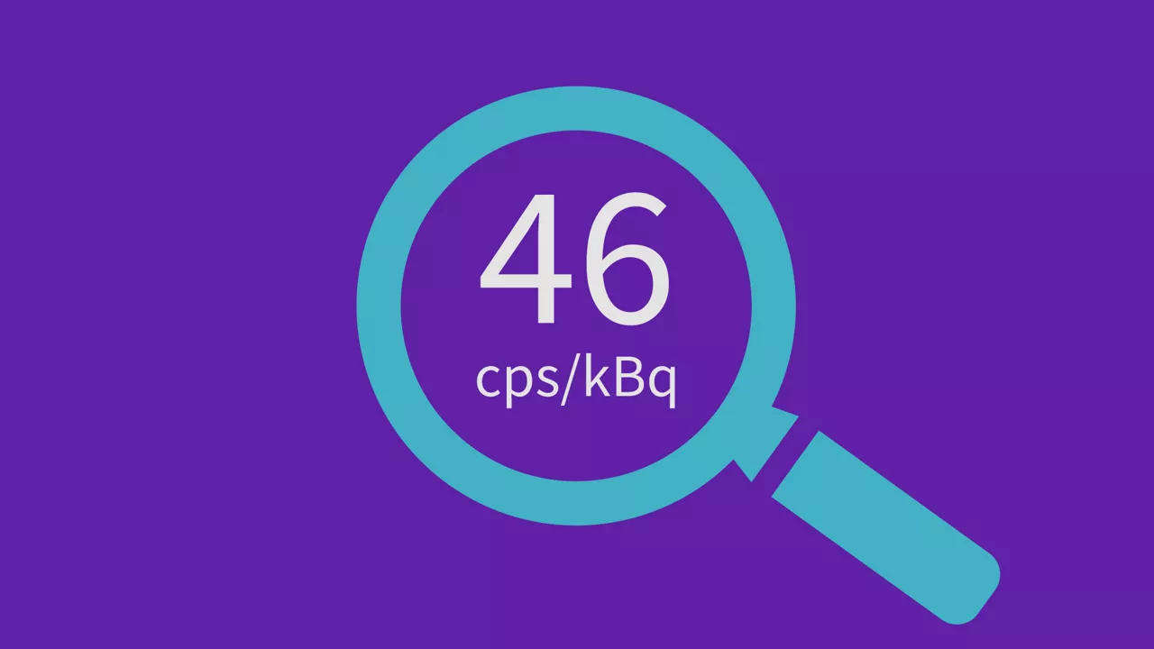 Illustration highlighting Omni Legend sensitivity of 46 cps/kBq