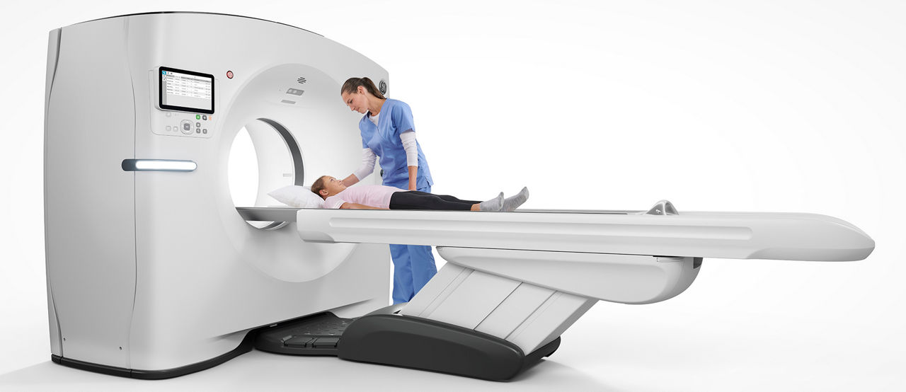 Radiology tech with pediatric patient CT scan
