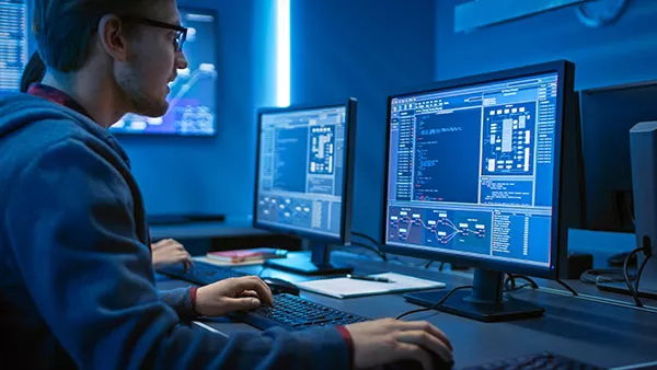 man working on a computer