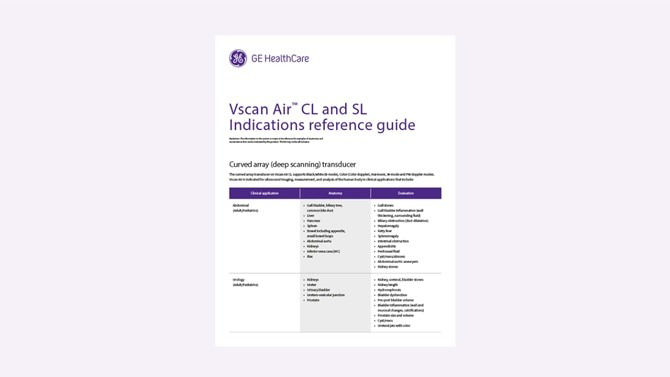 Vscan Air indications reference guide