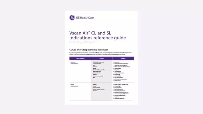 Vscan Air indications reference guide