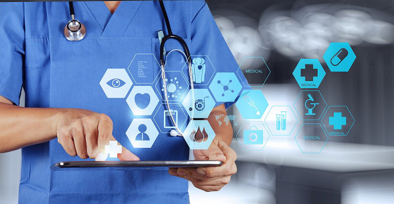 Medicine doctor hand working with modern computer