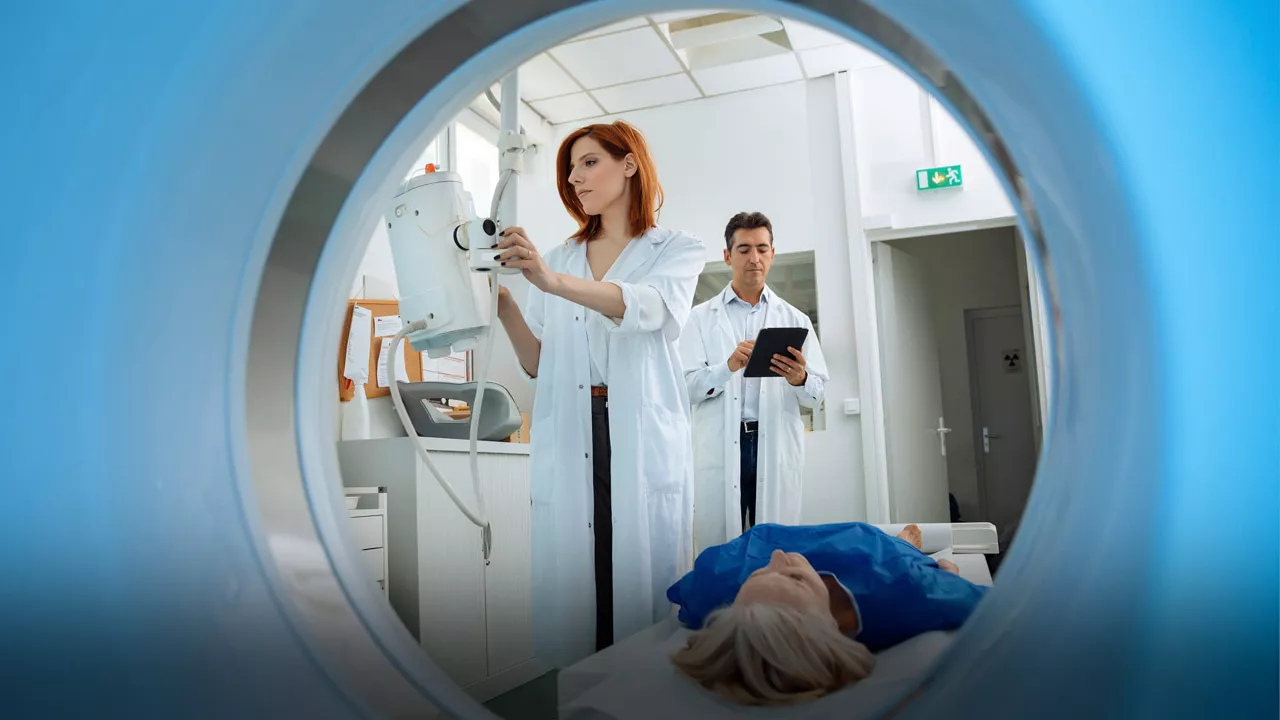health professional using a tablet