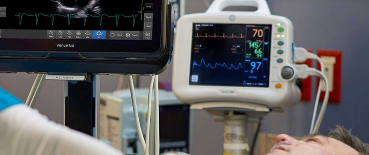 Venue monitor and heart rate monitor next to each other