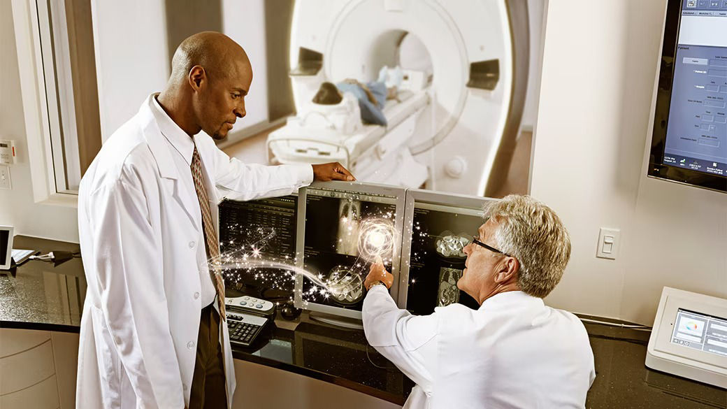 Clinicians reviewing imaging. 