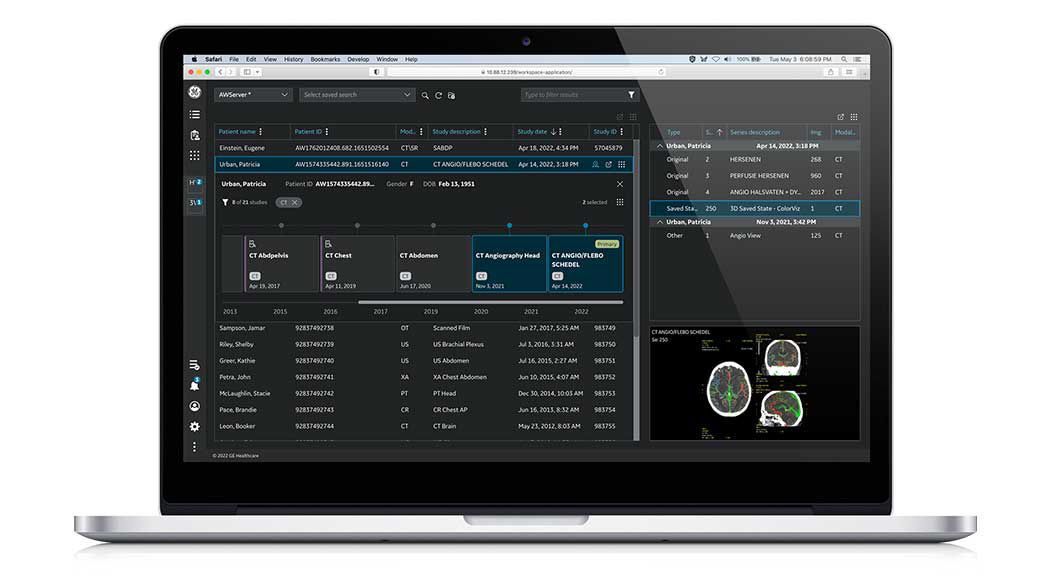 An AW application on a laptop