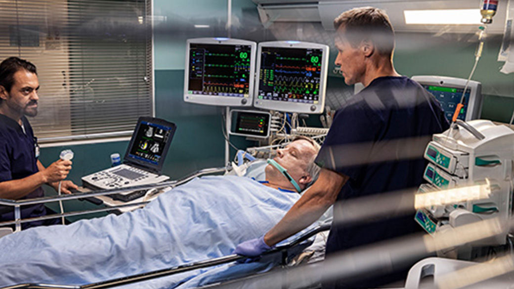 Clinicians caring for a patient.