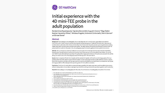 Article cover for the "Study: Initial Adult Population experience - 4D mini-TEE probe"