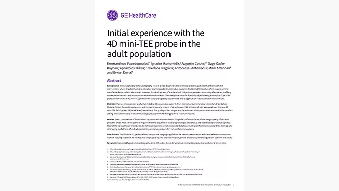 Article cover for the "Study: Initial Adult Population experience - 4D mini-TEE probe"
