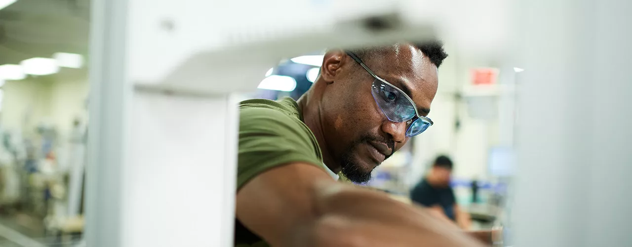 Man wearing safety glasses