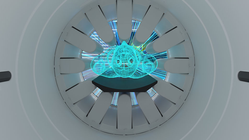 Viewing inside the bore with a digital rendering showing how precision imaging can be leveraged with advanced SPECT/CT