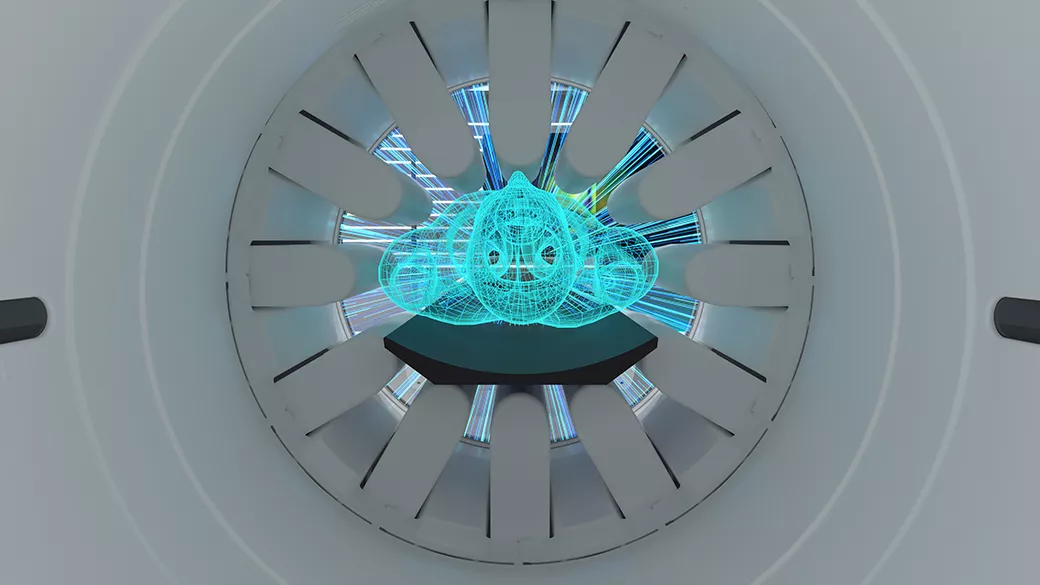 Viewing inside the bore with a digital rendering showing how precision imaging can be leveraged with advanced SPECT/CT