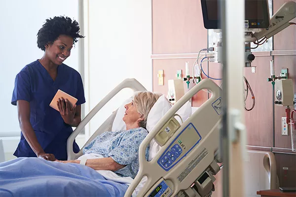health professional with patient
