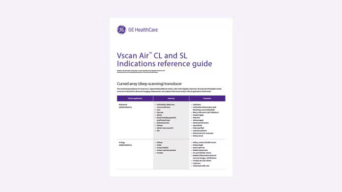Vscan Air Indications Reference Guide