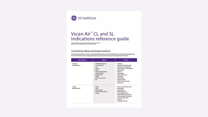 Vscan Air Indications Reference Guide