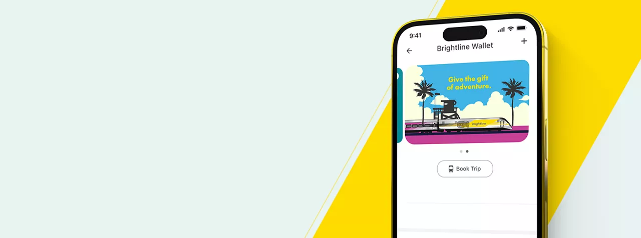 Phone with gift card on right side of teal and yellow background