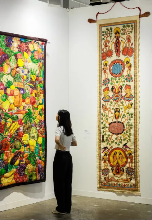 A lady admiring the art work