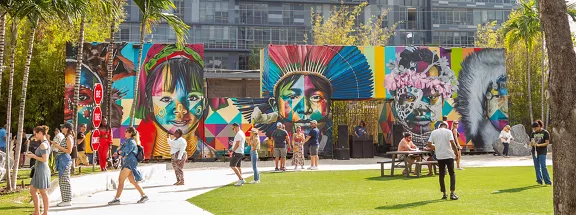 A downtown arts festival in a park