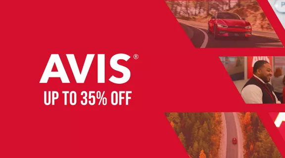 An AVIS advertisement featuring smiling workers and customers.