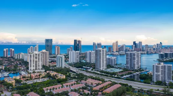 Aerial view of downtown Aventura