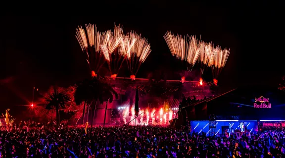 Ultra Music Festival stage and crowd with RedBull tent