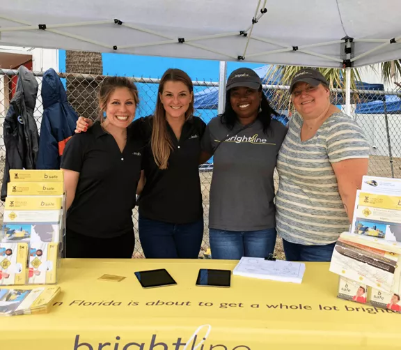 Brightline teammates on hand to answer safety questions at a local event.