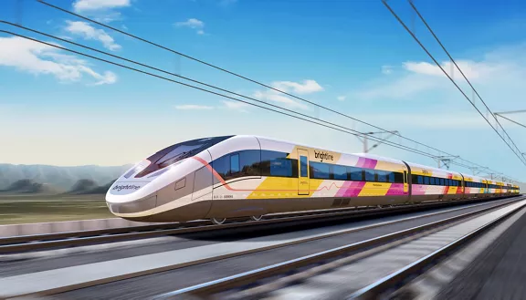 A Brightline high-speed train conceptual image
