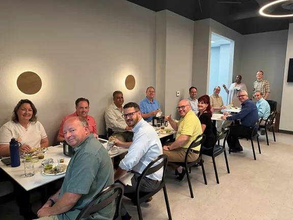 Brightline West employees at a lunch table