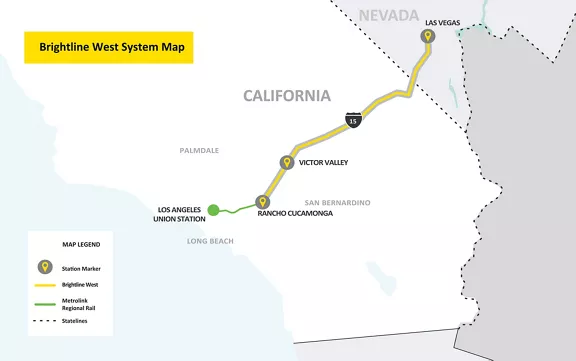 Brightline West proposed train routes