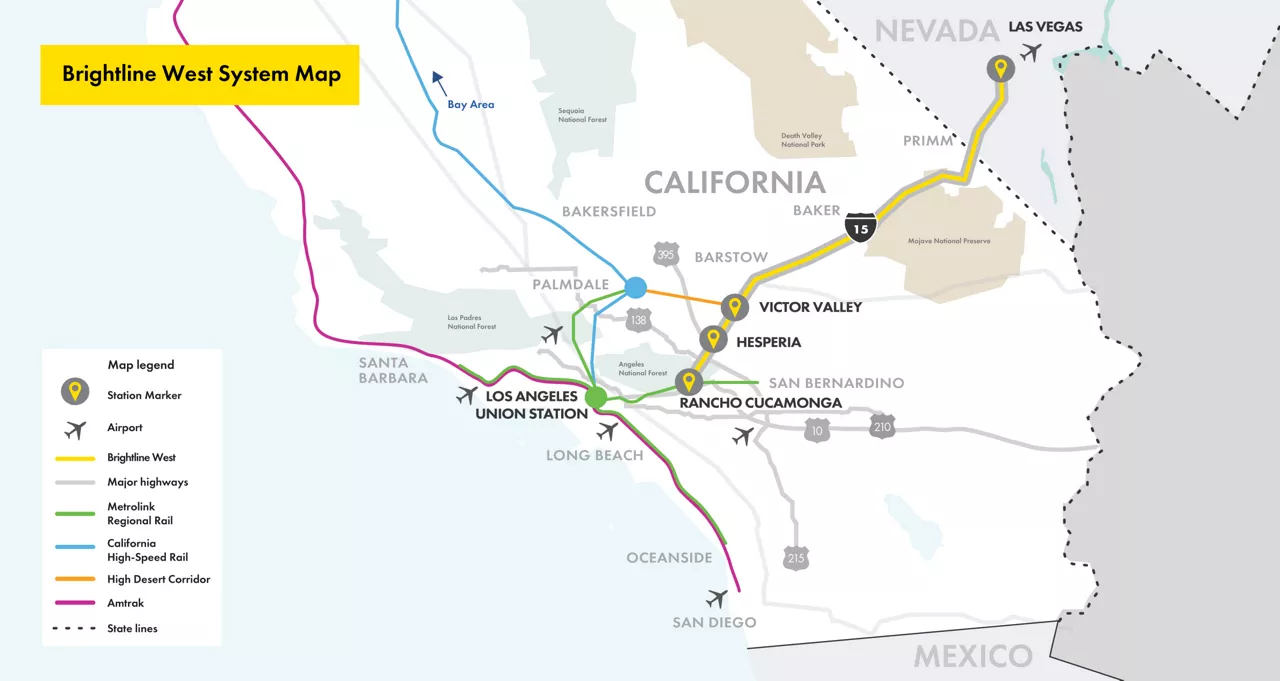 Brightline West proposed train routes
