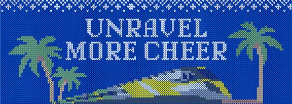 train on blue background with words unravel more cheer