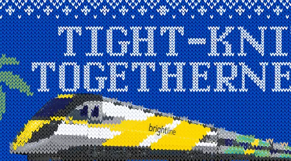 image of train on blue background with the words tight-knit togetherness