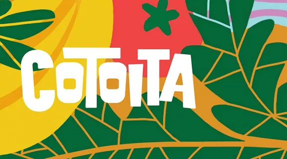 A vibrant fruit graphic for the Ecuadorian restaurant Cotoita.