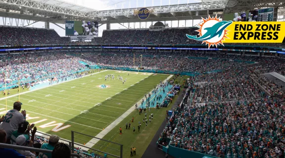 Miami Dolphins fans cheering during a game.