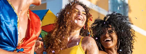 A group of friends laughing and having fun