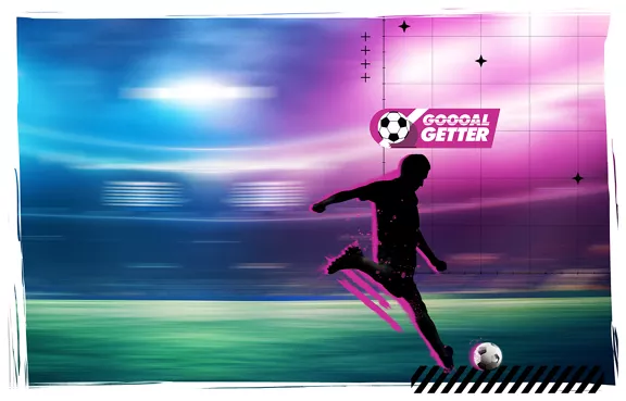 A soccer player kicking a ball with a "GOOOL GETTER" logo in the corner.