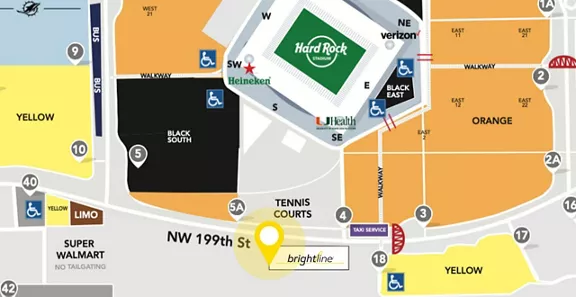 A view of the Hard Rock Stadium shuttle bus