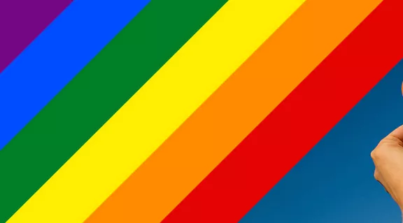 Rainbow hearts and flags at Miami Pride