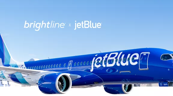 A JetBlue plane on a blue background.