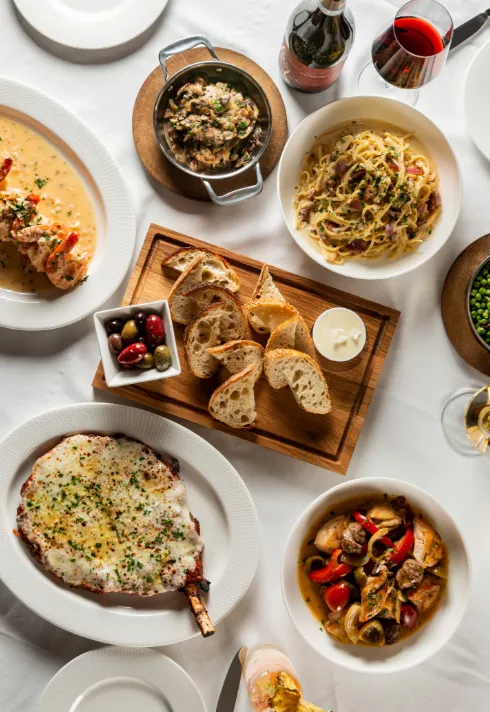 A bird's eye view of several dishes