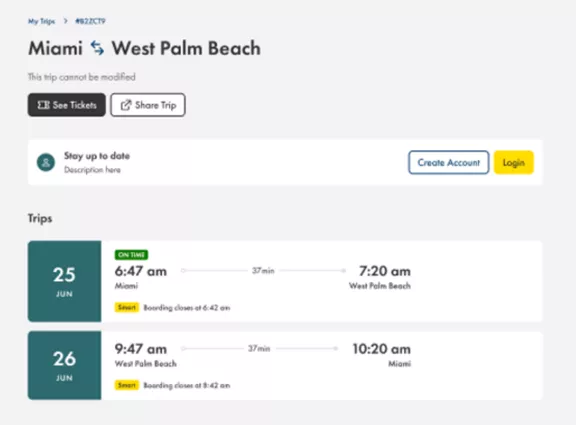 Brightline Manage Trips
