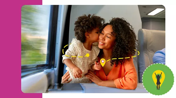 Mother and kid on a train.