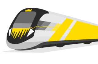 A graphic rendering of a Brightline train